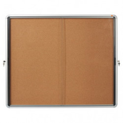 NOBO Vitrine d'affichage en liège porte coulissante Premium Plus, fermeture à clé, capacité 15 flles, A4
