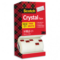 SCOTCH Tour de 14 rouleaux de ruban Crystal. Dimension 19 mm x 33 m.