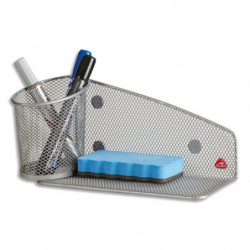 ALBA Support aimanté avec pot à crayons et porte-éponge en métal Mesh - coloris Gris métal