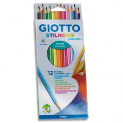 GIOTTO Etui de 12 crayons de couleur hexagonaux Stilnovo Aquarelle assortis diamètre 3,3mm