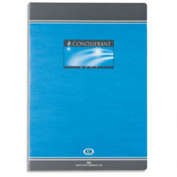 CONQUERANT C7 Cahier reliure piqûre 17x22 cm 96 pages 70g grands carreaux Seyès. Couverture carte