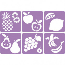 SODERTEX Pack de 6 Pochoirs Mon Verger en plastique - Dimensions : 14 x 14 cm, épaisseur 5 mm