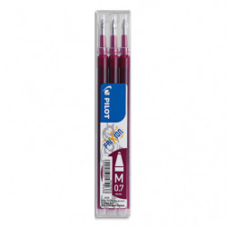 PILOT Set de 3 recharges pour roller FriXion Ball. Pointe moyenne 0,7 mm. Encre Rouge bordeaux