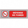 VISO Plaque de signalisation auto-adhésive en plastique couleur aluminium 17 x 5cm - Défense de fumer