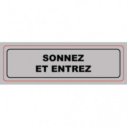 VISO Plaque de signalisation auto-adhésive en plastique couleur aluminium 17 x 5cm - Sonnez et entrez