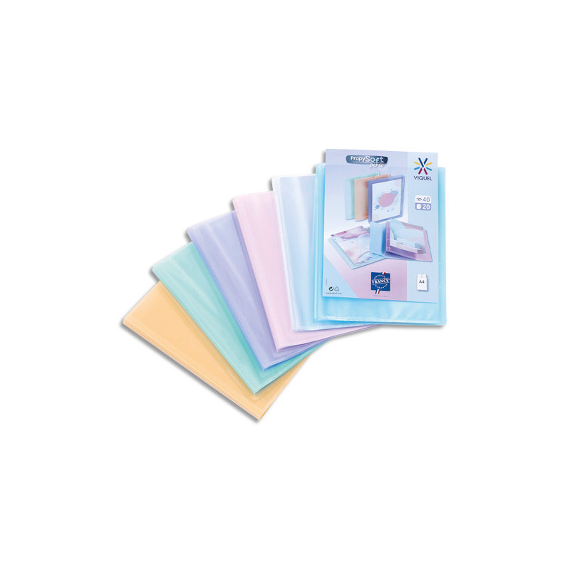 VIQUEL Protège-documents personnalisable 40 vues, 20 pochettes PROPYSOFT coloris assortis