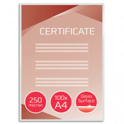 GBC Pochettes de plastification, 250 microns par face, format A4, boîte de 100, brillant, IB586040