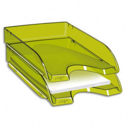 CEP Corbeille à courrier Happy Vert bambou transparent. Dimensions : L34,5 x H6,4 x P26 cm