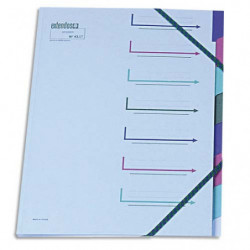 EXTENDOS Trieur 7 compartiments Bleu, en carte forte avec élastique de fermeture