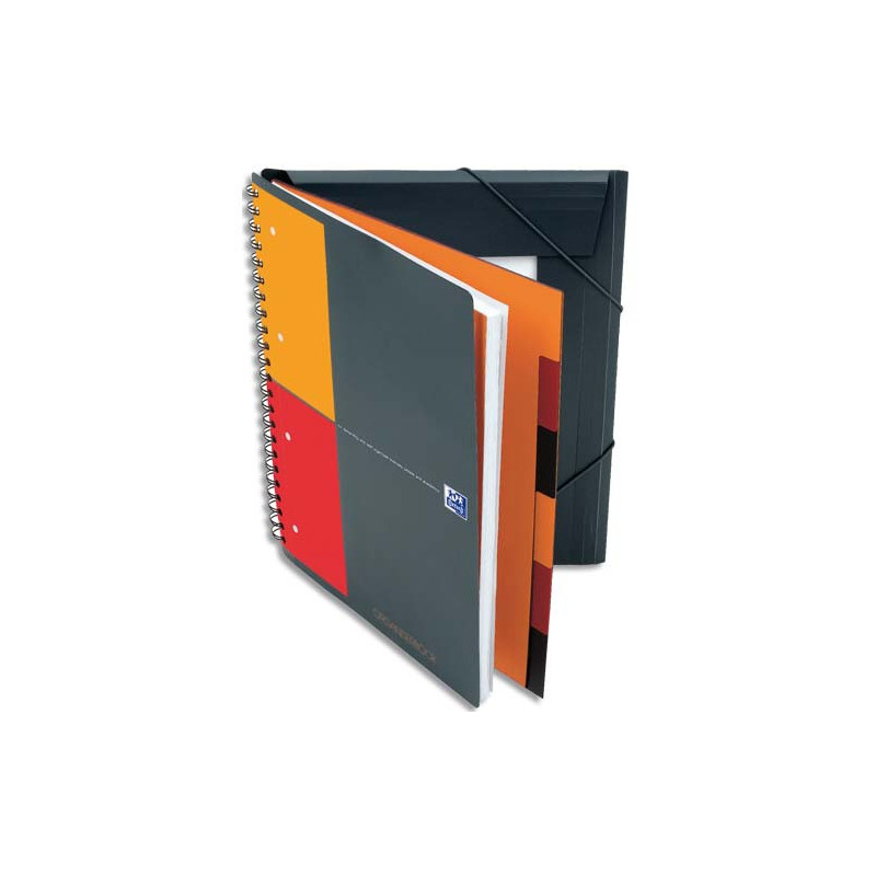 OXFORD Cahier Organiserbook spirales 160 pages perforées 80g ligné 6mm 21x31,8cm Couverture polypro orang