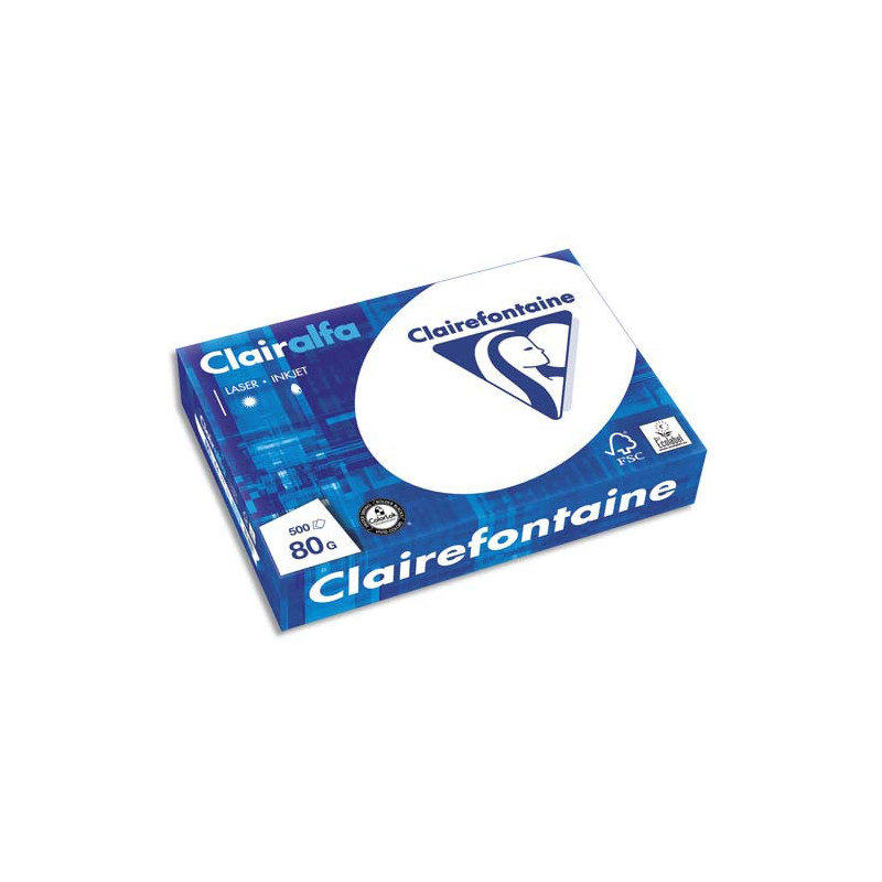 CLAIREFONTAINE Ramette de 500 feuilles papier Blanc CLAIRALFA 80 grammes format A5 1910