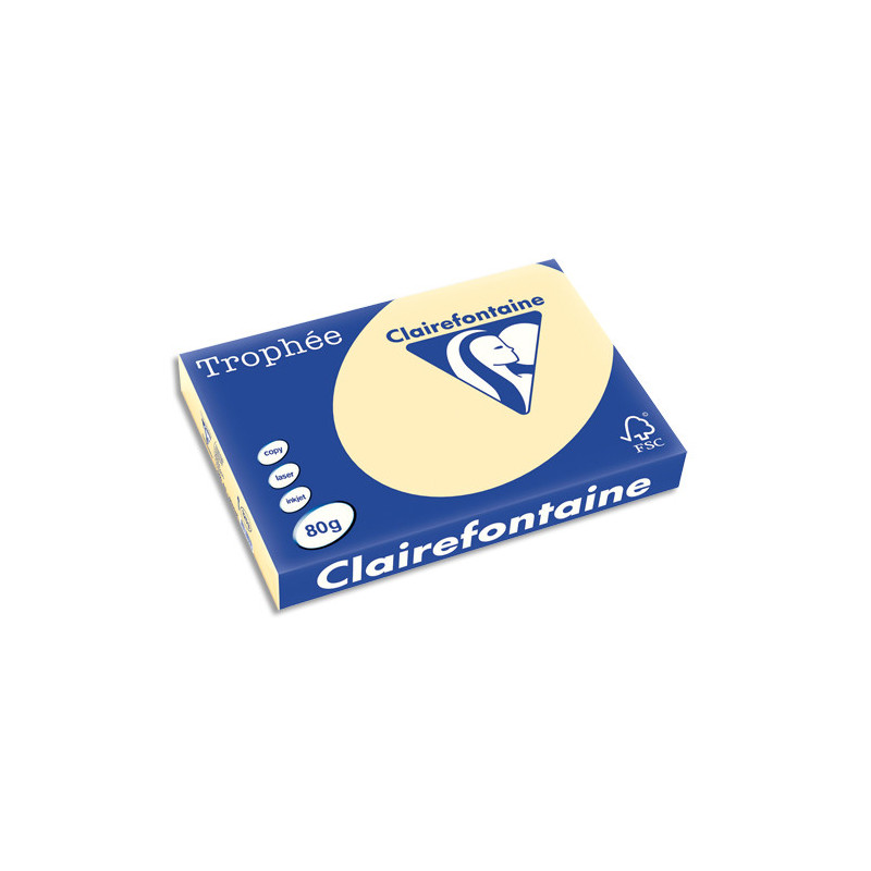 CLAIREFONTAINE Ramette de 500 feuilles papier couleur TROPHEE 80 grammes format A3 chamois 1253