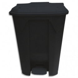 Collecteur à pédale noir en polyéthylène couvercle coloris aléatoire 80L - Dim. : L49,3 x H71 x P49,3