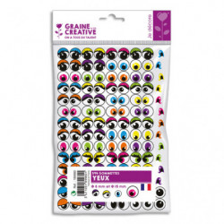 GRAINE CREATIVE Sachet de 594 gommettes yeux adhésifs colorés assortis