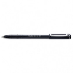 PENTEL Stylo bille à capuchon iZee 1 mm Noire à faible viscosité. Clip métal, zone alvéolée, rechargeable