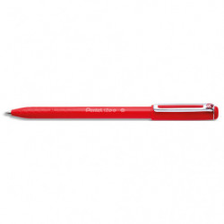 PENTEL Stylo bille à capuchon iZee 1 mm Rouge à faible viscosité. Clip métal, zone alvéolée, rechargeable
