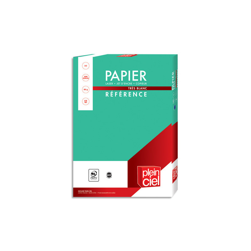 PLEIN CIEL Ramette de 500 feuilles papier Blanc PLEIN CIEL B+ A3 80g CIE 161