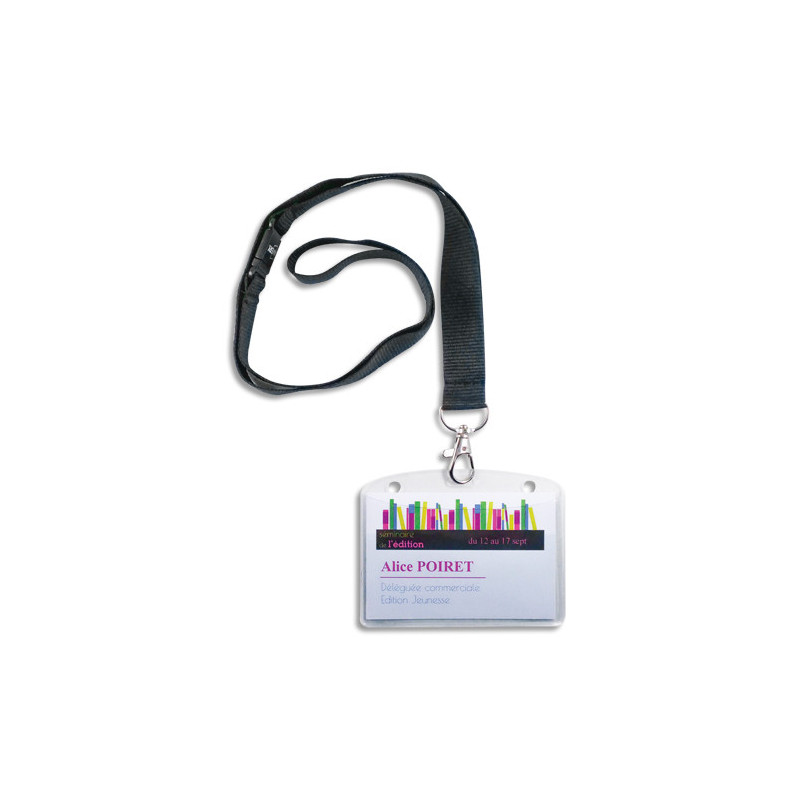AVERY Boîte de 10 porte-badges 60 x 90 mm avec tours de cou Noirs + 16 inserts imprimables