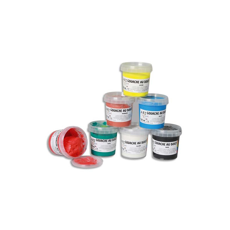 ART PLUS Boîte de 6 x 125ml de gouache au doigt couleurs vives