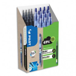 PILOT Pack promo de 10 stylos à pointes moyennes B2P Gel + 10 recharges à -50%. Coloris bleu