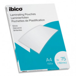 IBICO Pack de 100 pochettes de plastification brillantes A4, 75 microns 627316