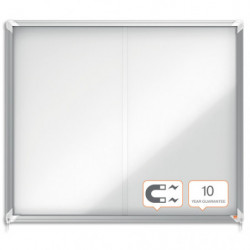 NOBO Vitrine d'affichage magnétique porte coulissante Premium Plus, fermeture à clé, capacité 15 flles,A4