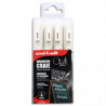 UNI-BALL Set de 4 marqueurs craie UNI CHALK MARKER. Pointe finie. Coloris : Blanc