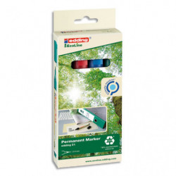 EDDING Set de 4 Marqueurs permanents. Pointe 1,5 à 3mm. Coloris assortis. Fabriqué en matériaux recyclés