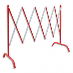 VISO Barrière extensible en acier peinture époxy anti-UV Rouge blanche - Dim L20/230 x H100/105 x P40 cm