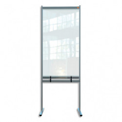 NOBO Cloison de séparation bas ajourée film PVC transparent Premium Plus, sur pied mobile, L78xH206xP61cm