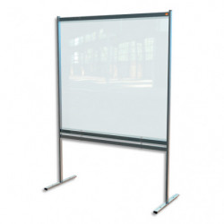 NOBO Cloison de séparation bas ajourée film PVC transparent Premium Plus, sur pied mobile,L148xH206xP61cm