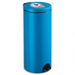 ROSSIGNOL Poubelle à pédale Sanelia en acier Bleu, capacité 30 Litres, seau en plastique - D29 x H67 cm