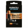 DURACELL Piles alcalines AA Optimum, 1,5 V LR06 MX1500, lot de 4 piles
