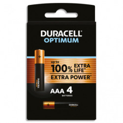 DURACELL Piles alcalines AAA Optimum, 1,5 V LR03 MN2400, lot de 4 piles