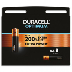DURACELL Piles alcalines AA Optimum, 1,5 V LR06 MX1500, lot de 8 piles