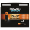 DURACELL Piles alcalines AA Optimum, 1,5 V LR06 MX1500, lot de 8 piles