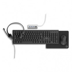 MOBILITY LAB Kit 5en1:Souris sans fil/Clavier sans fil/Hub USB/Casque Jack 3,5mm/Tapis de Souris ML308463