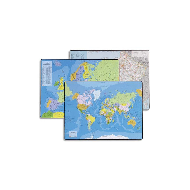 ESSELTE Sous mains carte du PLANISPHERE, dimensions 53x40 cm