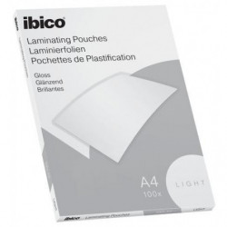IBICO Basics light Paquet de 100 Pochettes plastification A4, 2 x 75 microns 627308