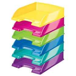 LEITZ Lot de 10 corbeilles à courrier Wow - Dim 1 corb : L35,7xH7xP25,5 cm. Coloris métallisé Assortis