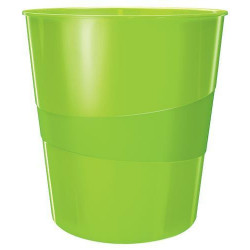 LEITZ Corbeille à papier 15 litres WOW - Dimensions : Ø 29 x H32,4 cm. Finition laquée. Coloris vert
