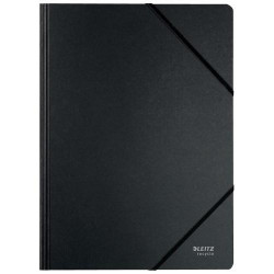 LEITZ Chemise 3 rabats à élastique Leitz Recycle en carton 100% recyclé et recyclable. Coloris noir