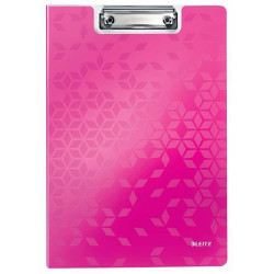 LEITZ Porte-blocs avec rabat WOW A4, capacité 75 feuilles. Dimensions : L22,8xH1,7xP32 cm. Coloris rose