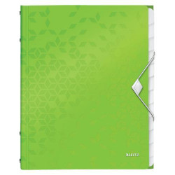 LEITZ Trieur 12 touches WOW en polypropylène. Fermeture élastique 3 rabats. Coloris Vert