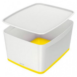 LEITZ Boîte MYBOX medium avec couvercle en ABS. Coloris Blanc fond Jaune