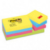 POST-IT Lot de 12 blocs repositionnables coloris énergique dimensions 38x51mm 653TF