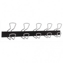 ALBA Bloc de 5 double-patères en métal, longueur 76 cm. Patère dim. P7,5 x H16,4 cm