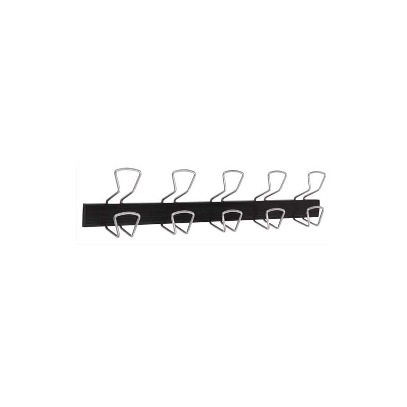 ALBA Bloc de 5 double-patères en métal, longueur 76 cm. Patère dim. P7,5 x H16,4 cm