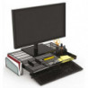 ALBA Support écran Mesh avec espace de rangement. Coloris Noir. Dim. L55 cm x largeur 25 + 2 x H12,5 cm