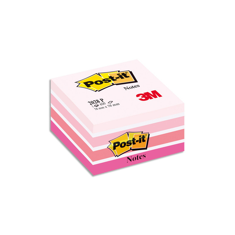 POST-IT Cube Light PLAISIR 7,6 x 7,6 cm - 450 feuilles - Rose
